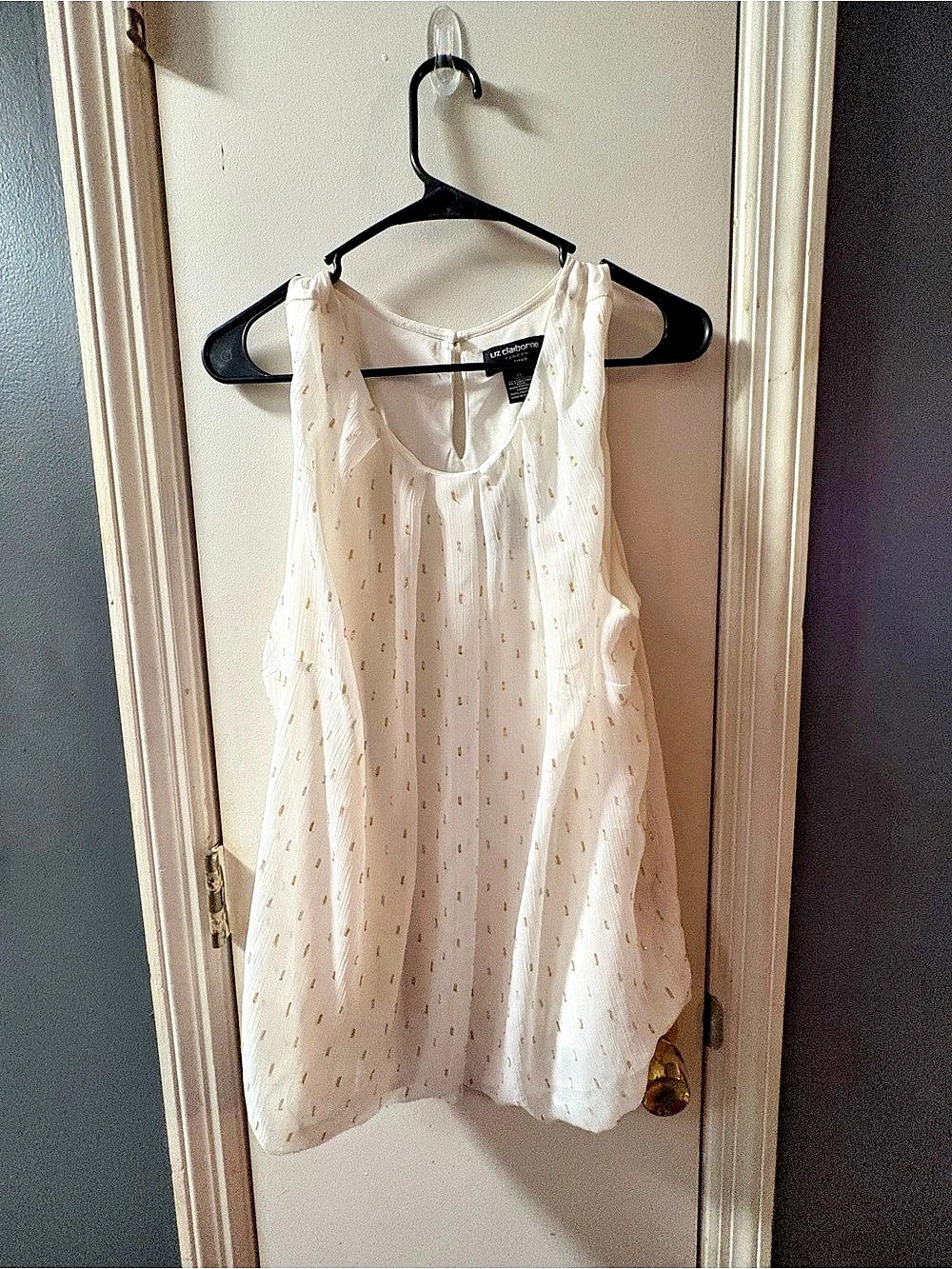Liz Claiborne Metallic Dot Tank Top White 1X NWT